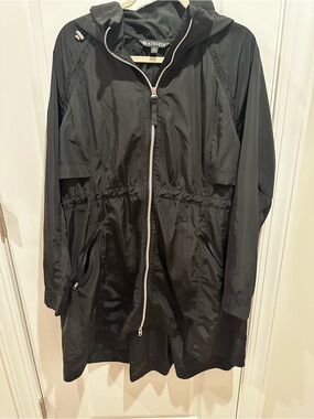 Athleta Black Lightweight Hooded Rain Jacket Size L